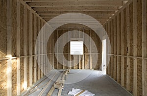 Interior shot of construction project to build new garage or room