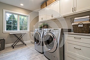 Home Laundry Room with Modern Washing Machine