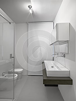 Interior shot of a modern bathroom