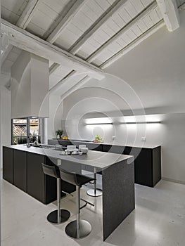 .interior shot of a modern kitchen with kitchen island