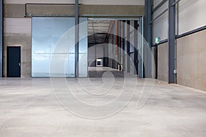 Interior shot of a sliding door inside a warehouse