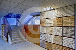 Interior of Showroom of Construction Materials Production Company With Equipment and Decorated Walls
