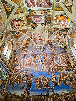 Interior of Sistine Chapel in Vatican Museums photo