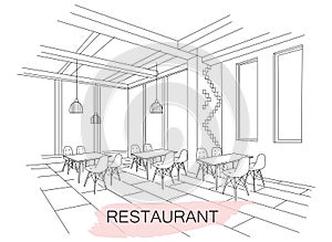 Interior sketch of Moldavian restaurant interior