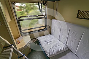 Interior of sleeping coach of seasonal night train from Bohumin to Leba and Hel