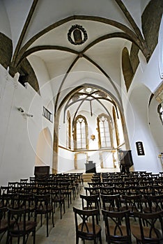 Interior of a small Catholic church
