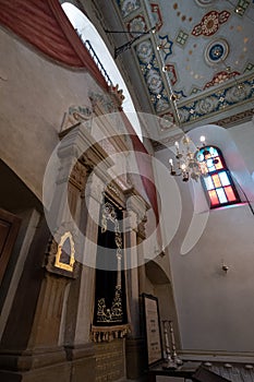 Interior of the small Remuh / Remah Synagogue on Szeroka Street in Kazimierz, the historic Jewish quarter of Krakow, Poland
