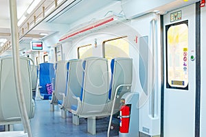 Interior of the speed commuter train bound for the Sitges, subur