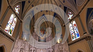 Interior of St. Alphonsus Church, Chicago USA. From Blue Royal Ceiling to Altar