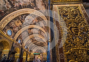 Interior of St John`s Co-Cathedral, Valletta, Malta