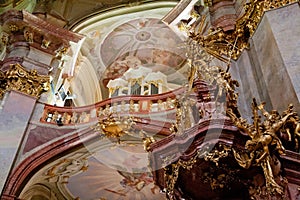 Interior of St. Nicholas Church in Prague, Czech Republic