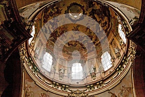 Interior of St. Nicholas Church in Prague, Czech Republic