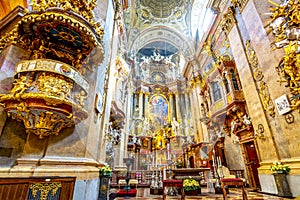 Interior of St. Peter church Peterskirche in Vienna, Austria