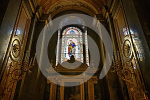 Interior of St. Stephen`s Basilica in Budapest, Hungary