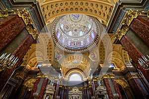 Interior of St. Stephen`s Basilica in Budapest, Hungary