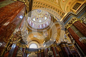 Interior of St. Stephen`s Basilica in Budapest, Hungary