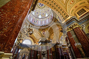 Interior of St. Stephen`s Basilica in Budapest, Hungary