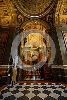 Interior of St. Stephen`s Basilica in Budapest, Hungary