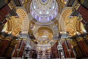 Interior of St. Stephen`s Basilica in Budapest, Hungary