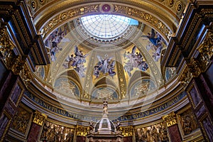 Interior of St. Stephen`s Basilica in Budapest, Hungary