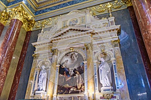 Interior of St. Stephen`s Basilica, a cathedral in Budapest, Hungary