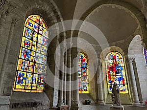 interior with stained glass in church in Blois photo