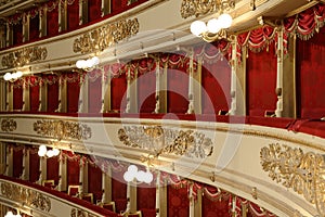 Interior stalls, la scala in milan, milan, italy photo