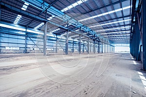 Interior of steel structure workshop