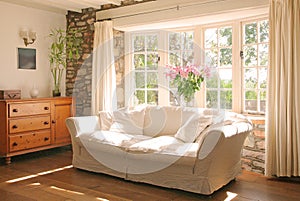 Interior of stone cottage