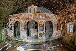 Interior of the Stone Crows Monastery, Village of Jgheaburi, Corbi commune, ArgeÃâ¢ county, Romania