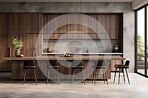 interior style of a light kitchen. apartment,modern renovation.minimal dining room