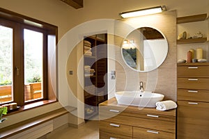 Interior of stylish modern bathroom