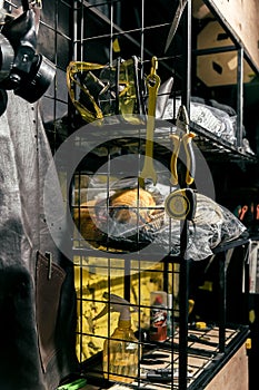 Interior of a stylish workshop with tools