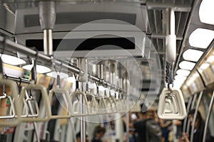 Interior subway car. Information board, display