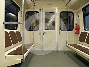 Interior of a subway train