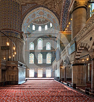 Interior of Sultan Ahmed Mosque Blue Mosque, Istanbul, Turkey