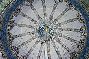 Interior of the Sultan Ahmed Mosque in Istanbul