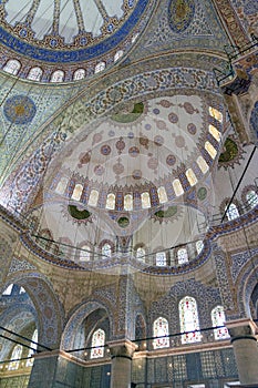 Interior of the Sultan Ahmed Mosque in Istanbul