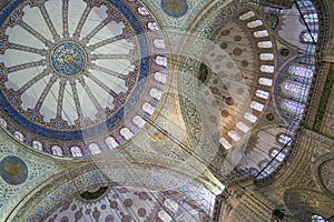 Interior of the Sultan Ahmed Mosque in Istanbul