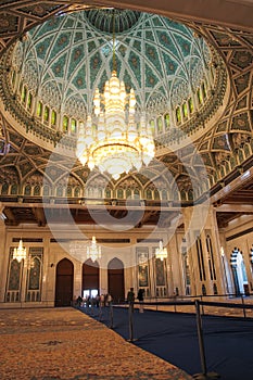 Interior of Sultan Qaboos Mosque - Muscat, Oman photo