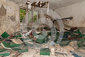 Interior of  summer house of the noble family Gombos left to the ravages of time. It was built at the beginning of the 20th centur