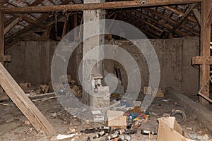 Interior of  summer house of the noble family Gombos left to the ravages of time. It was built at the beginning of the 20th centur