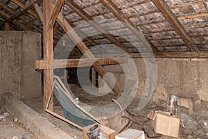 Interior of  summer house of the noble family Gombos left to the ravages of time. It was built at the beginning of the 20th centur