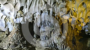 Interior of sung sot cave at halong bay