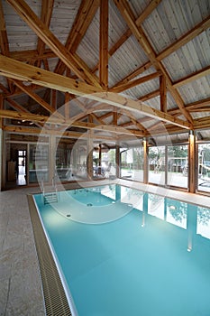 Interior of swimming pool inside of house