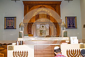 The interior of the synagogue Kipusit in Tel Aviv. Israel.