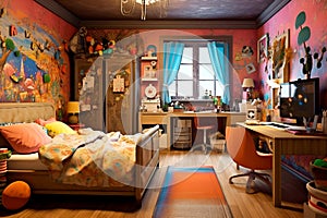 Interior of teenager's untidy room