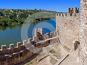 Interior of the Templar Castle of Almourol and Tagus river.