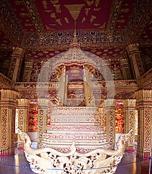 Interior of temple Haw Pha Bang