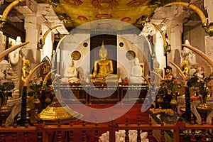 Interior of the Temple of the Sacred Tooth Relic (Sri Dalada Maligwa) in Central Sri Lanka